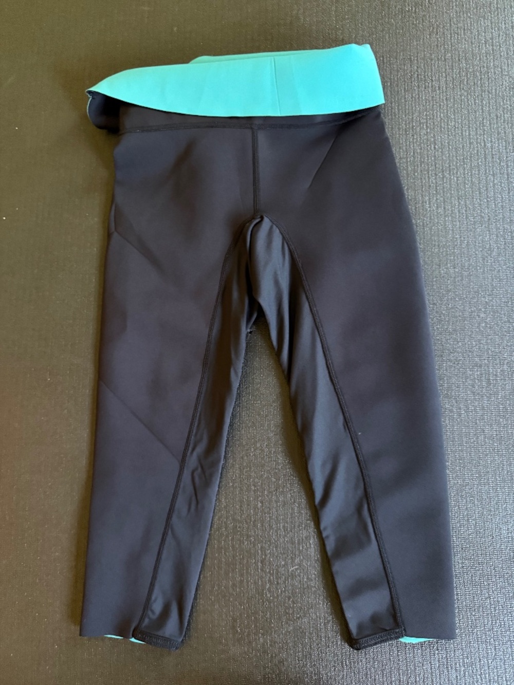 Roxy 💦Black Leggings with Teal Waistband